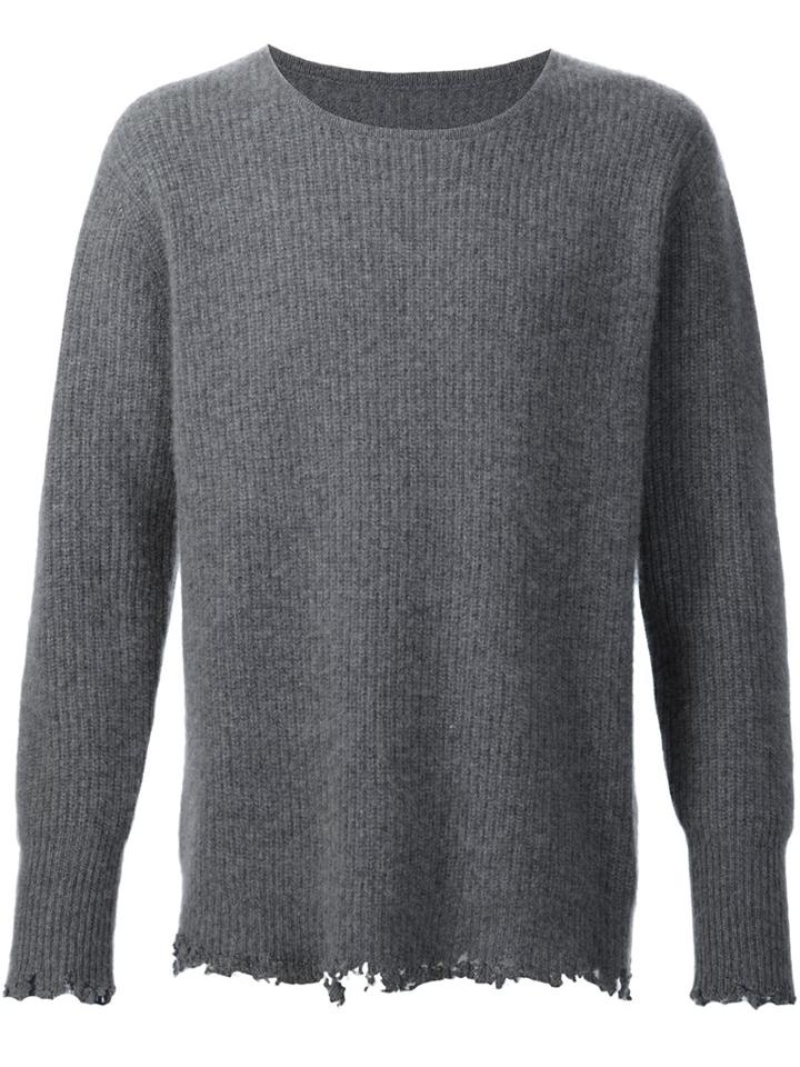 Rta Distressed Jumper, Men's, Size: Small, Grey, Cashmere