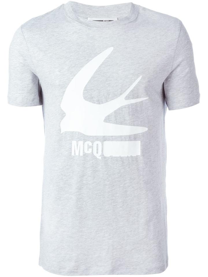 Mcq Alexander Mcqueen Swallow Print T-shirt, Men's, Size: Large, Grey, Cotton