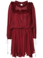 Maria Lucia Hohan Ruffle Trimmed Pleated Dress - Red