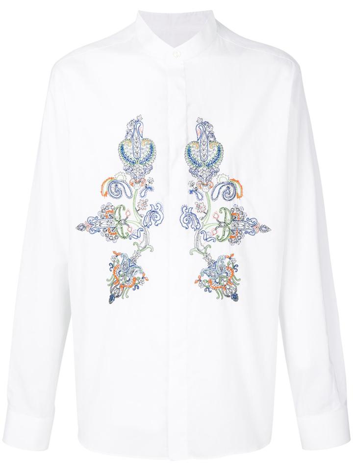 Etro Embroidered Collarless Shirt - White