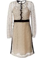 Burberry Prorsum Floral Lace A-line Dress, Women's, Size: 42, Nude/neutrals, Cotton/polyester/silk