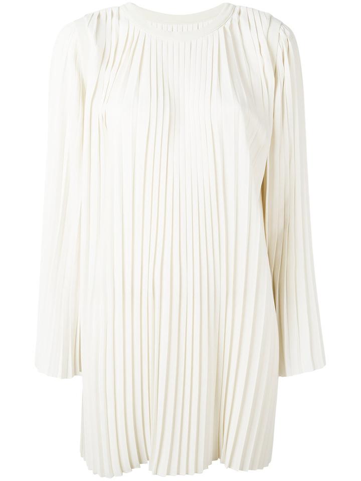 Mm6 Maison Margiela Pleated Dress, Women's, Size: 40, White, Polyester/cotton/spandex/elastane