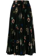 Red Valentino Floral-print Pleated Skirt - Black