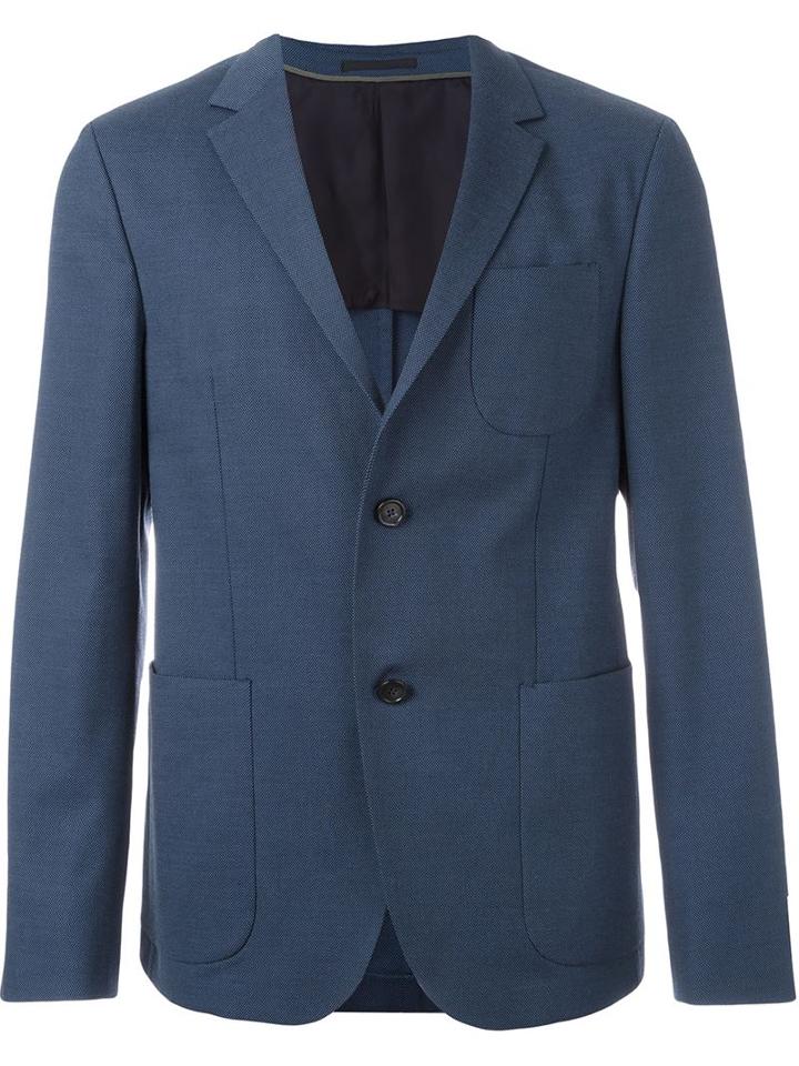 Z Zegna Fitted Single Breasted Patch Pocket Sport Jacket, Men's, Size: 52, Blue, Cotton/spandex/elastane/cupro/wool