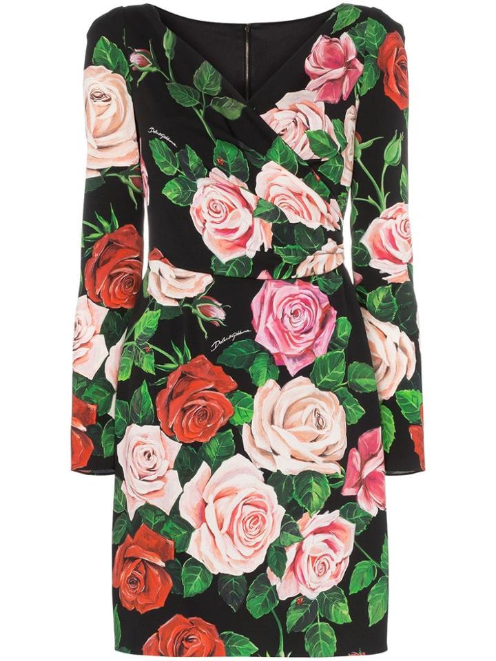 Dolce & Gabbana Floral Print Wrap Dress - Hnx46 Multicoloured
