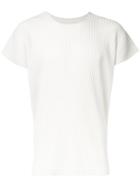 Homme Plissé Issey Miyake Pleated Short Sleeve T-shirt, Men's, Size: 2, White, Polyester