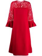 Valentino Lace Panels Mid-length Dress - Red