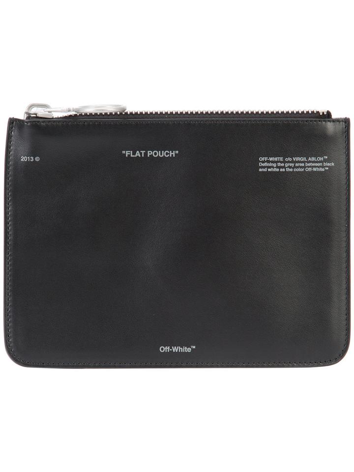 Off-white Top Zipped Flat Purse, Women's, Black, Leather