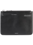 Off-white Top Zipped Flat Purse, Women's, Black, Leather