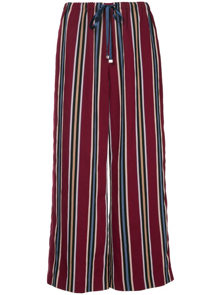 Astraet Striped Cropped Trousers - Red