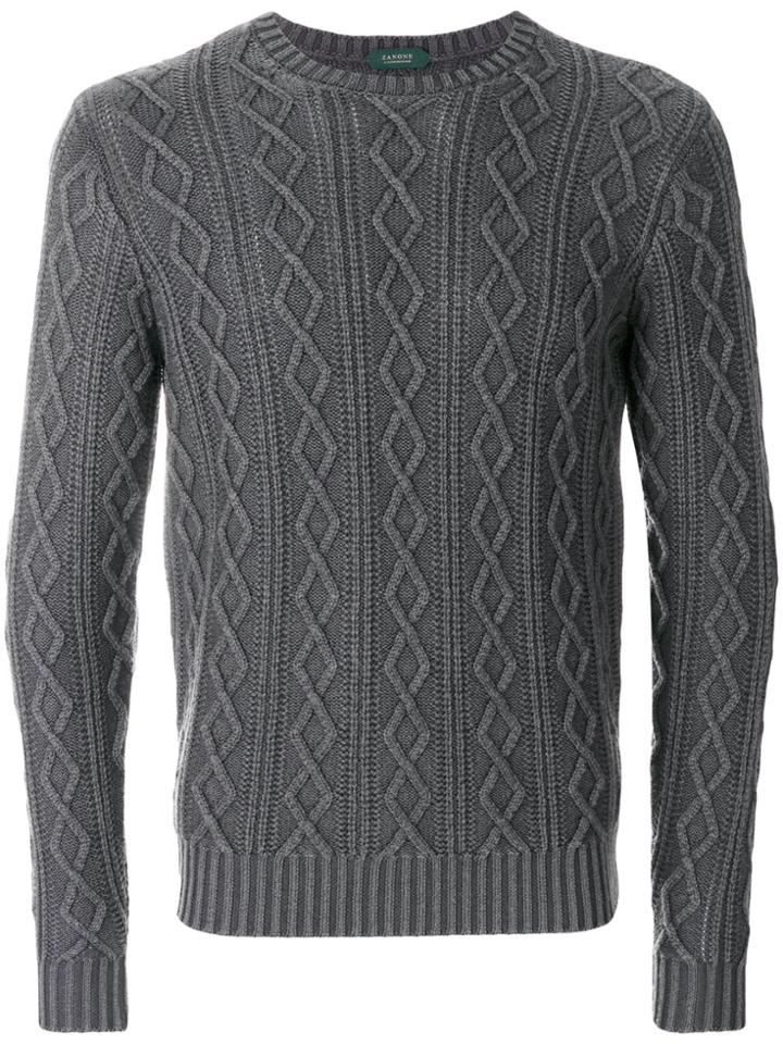 Zanone Cable Knit Jumper - Grey