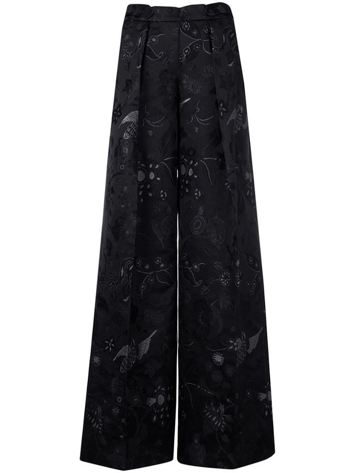 Christian Pellizzari Floral Embroidered Trousers - Black