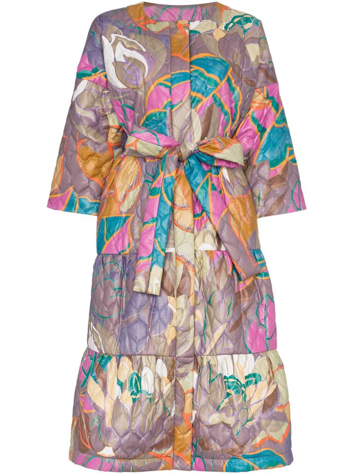 Rianna + Nina Quilted Print Cotton Long Sleeve Coat - Multicolour