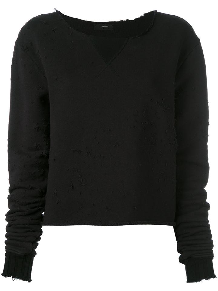 Amiri Destroyed Cropped Sweatshirt - Black