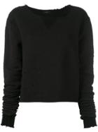 Amiri Destroyed Cropped Sweatshirt - Black