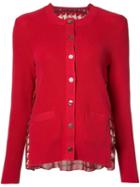 Sacai Chiffon Insert Cardigan, Women's, Size: 3, Red, Cotton/polyester