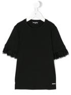 Dsquared2 Kids - Lace Trim T-shirt - Kids - Cotton - 10 Yrs, Black