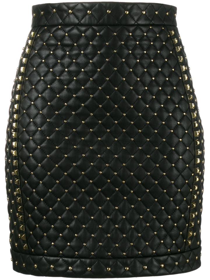 Balmain Matelassé Studded Mini Skirt - Black