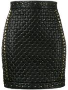 Balmain Matelassé Studded Mini Skirt - Black