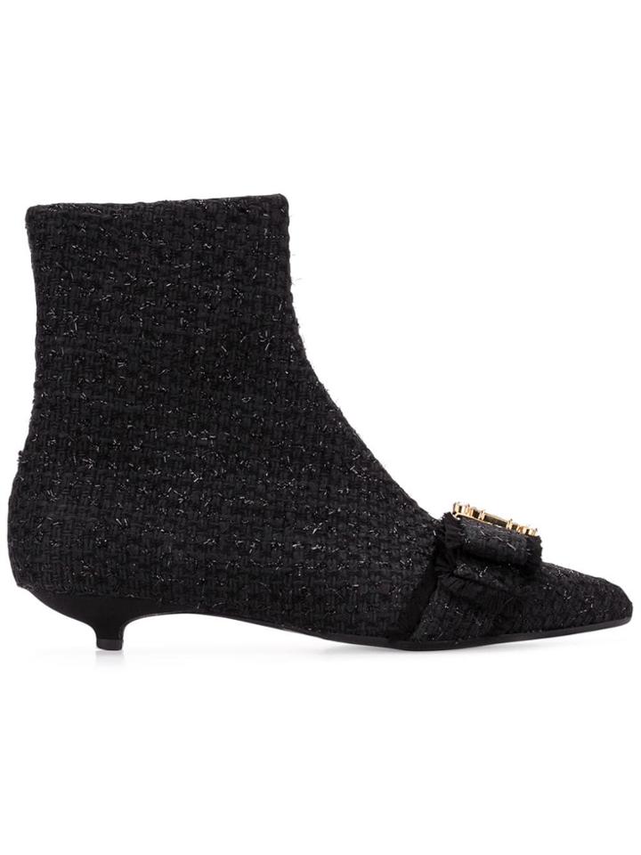 Anna Baiguera Annaveronica Crystal-embellished Bouclè Booties - Black