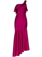 Galvan One-shoulder Asymmetric Midi Dress - Pink