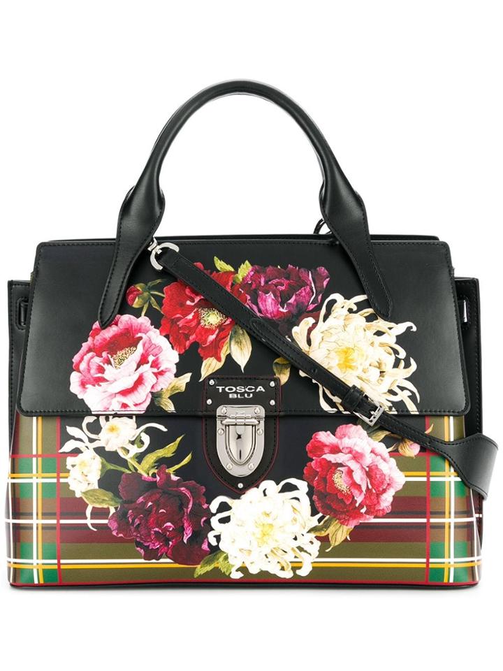 Tosca Blu Floral Print Tote - Black