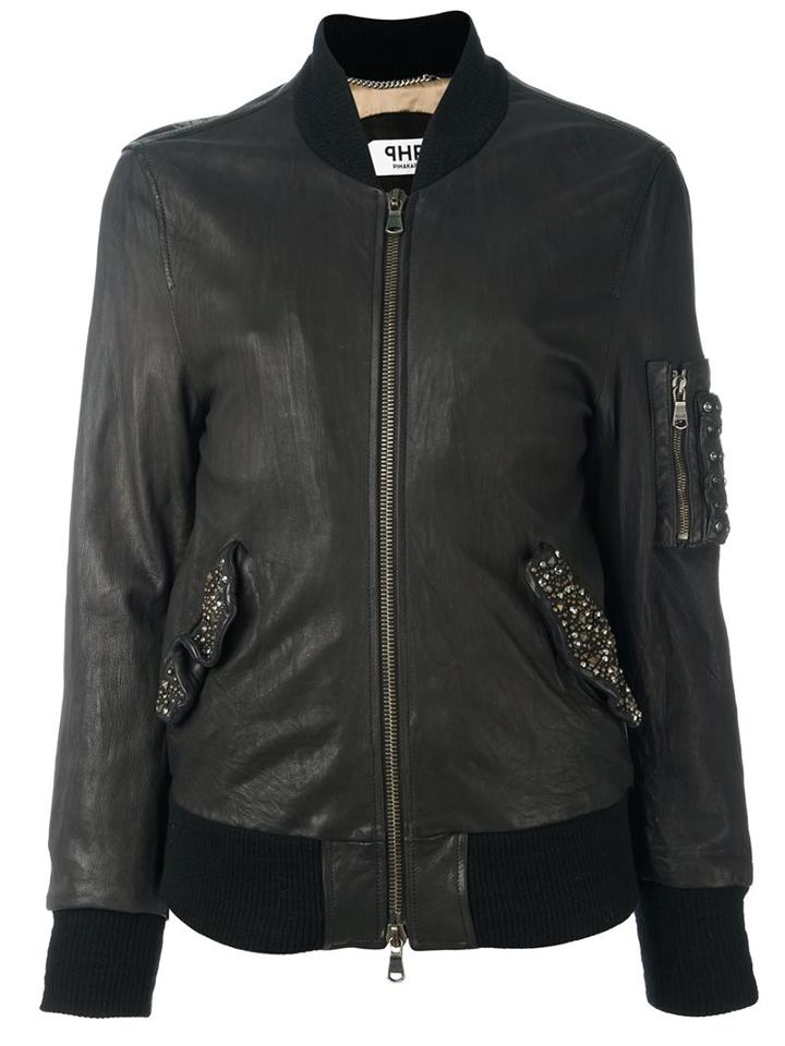 Pihakapi 'crust' Bomber Jacket, Women's, Size: Medium, Black, Lamb Skin/viscose/wool