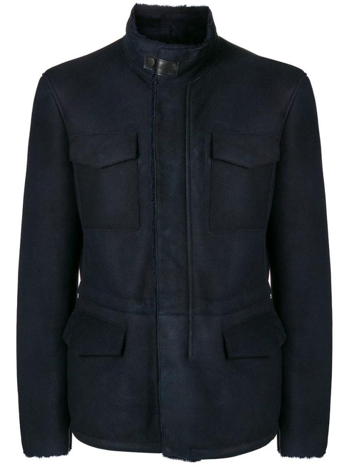 Giorgio Armani Concealed Shearling Jacket - Blue