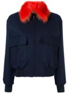 Paul Smith Cropped Bomber Jacket, Women's, Size: 42, Blue, Sheep Skin/shearling/cashmere/wool/polyurethane
