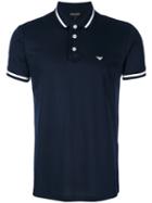 Emporio Armani - Striped Detail Polo Shirt - Men - Cotton/lyocell - L, Blue, Cotton/lyocell