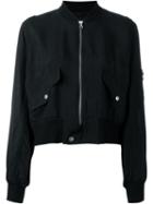 Mm6 Maison Margiela Cropped Bomber Jacket, Women's, Size: 44, Blue, Silk/cotton/polyamide/viscose