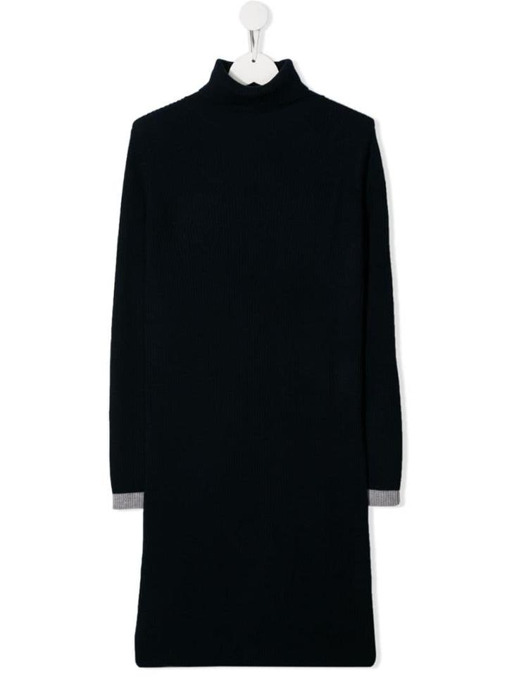 Il Gufo Teen Ribbed Knitted Dress - Blue