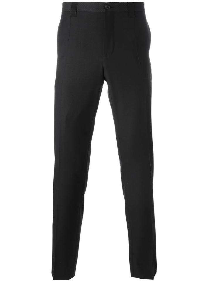 Dolce & Gabbana Tailored Trousers, Men's, Size: 54, Black, Silk/polyester/viscose/virgin Wool