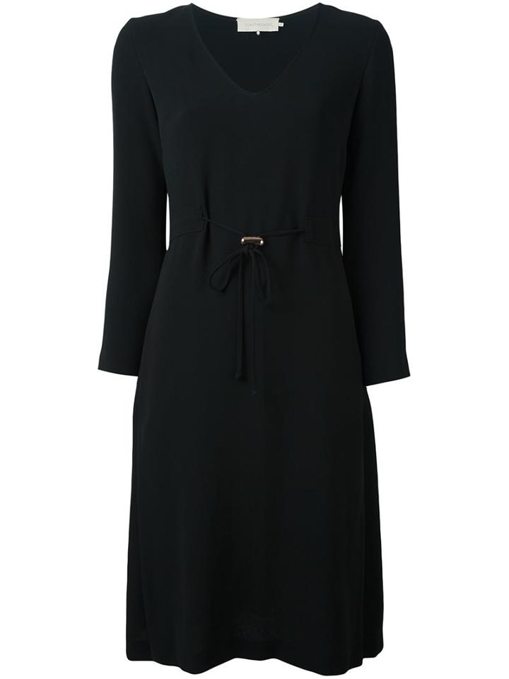 L'autre Chose Belted Midi Dress, Women's, Size: 42, Black, Polyester