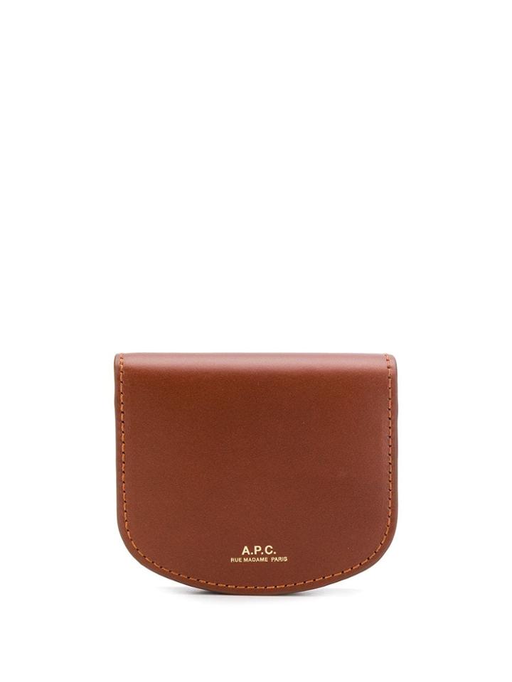 A.p.c. Foldover Logo Print Purse - Brown