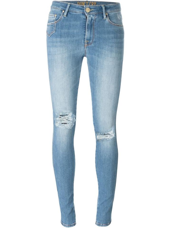 Don't Cry Distressed Skinny Jeans, Women's, Size: 28, Blue, Cotton/polyester/spandex/elastane