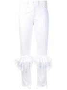 Lace Ruffled Skinny Trousers - Women - Cotton - L, White, Cotton, Preen By Thornton Bregazzi