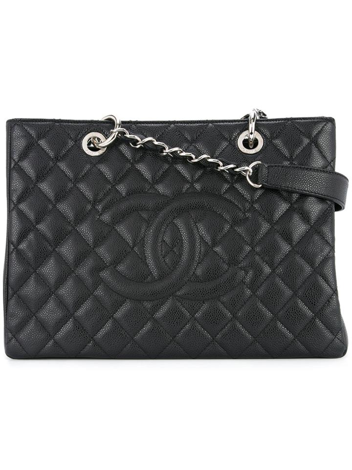 Chanel Vintage Quilted Chained Shoulder Bag - Black