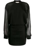 Alexandre Vauthier Sheer Sleeve Mini Dress - Black