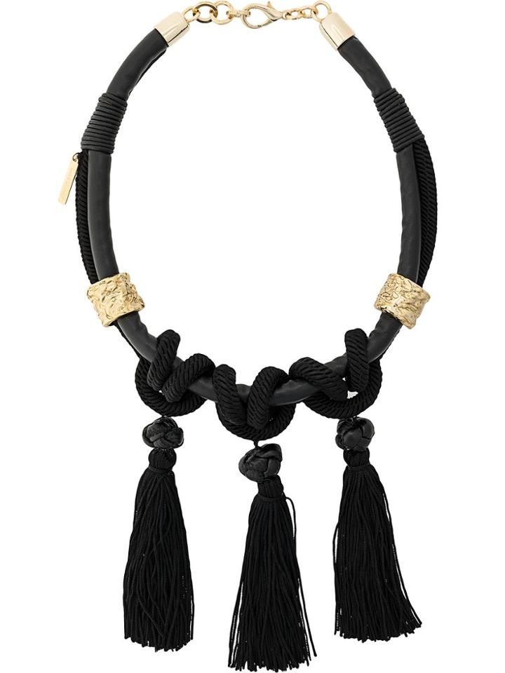 Alberta Ferretti Fringed Detailed Necklace - Black