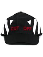 Off-white Printed Stripe Cut Off Cap, Men's, Black, Cotton