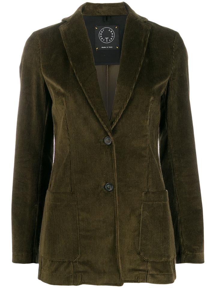 T Jacket Fitted Corduroy Jacket - Green