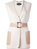 Salvatore Ferragamo Belted Vest, Women's, Size: 42, Nude/neutrals, Lamb Skin/cashmere/virgin Wool