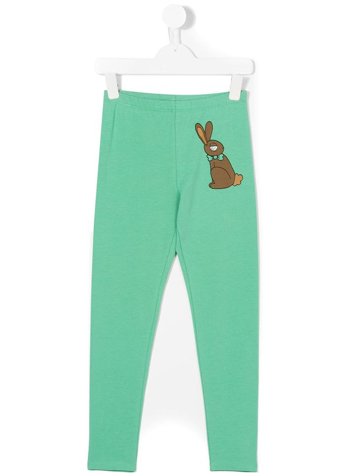 Mini Rodini - Rabbit Print Leggings - Kids - Organic Cotton/spandex/elastane - 3 Yrs, Green