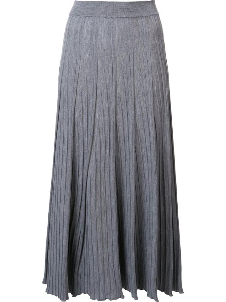 Chloé Pleated Midi Skirt, Women's, Size: Medium, Grey, Polyamide/wool