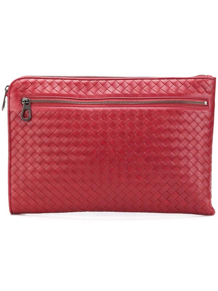 Bottega Veneta Woven Effect Clutch - Red