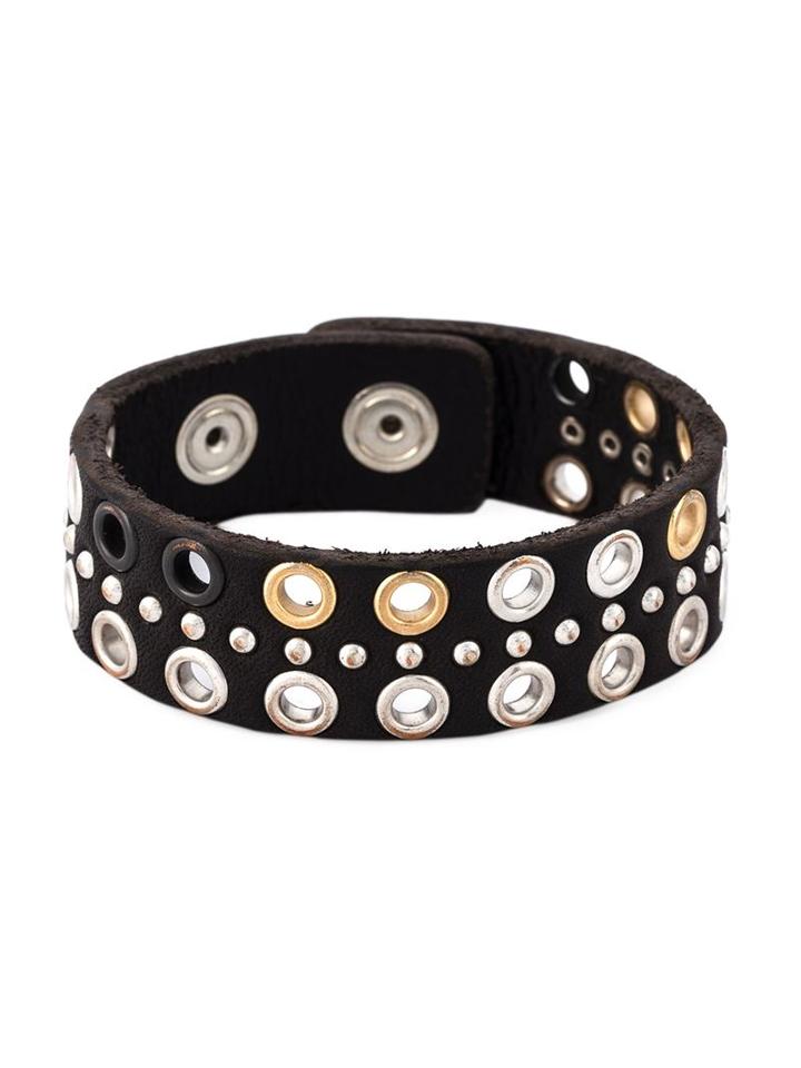 Diesel Eyelet Embellished Bracelet, Women's, Size: Medium, Black