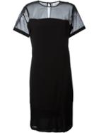 Dkny Sheer Panel Midi Dress, Women's, Size: M, Black, Triacetate/polyester