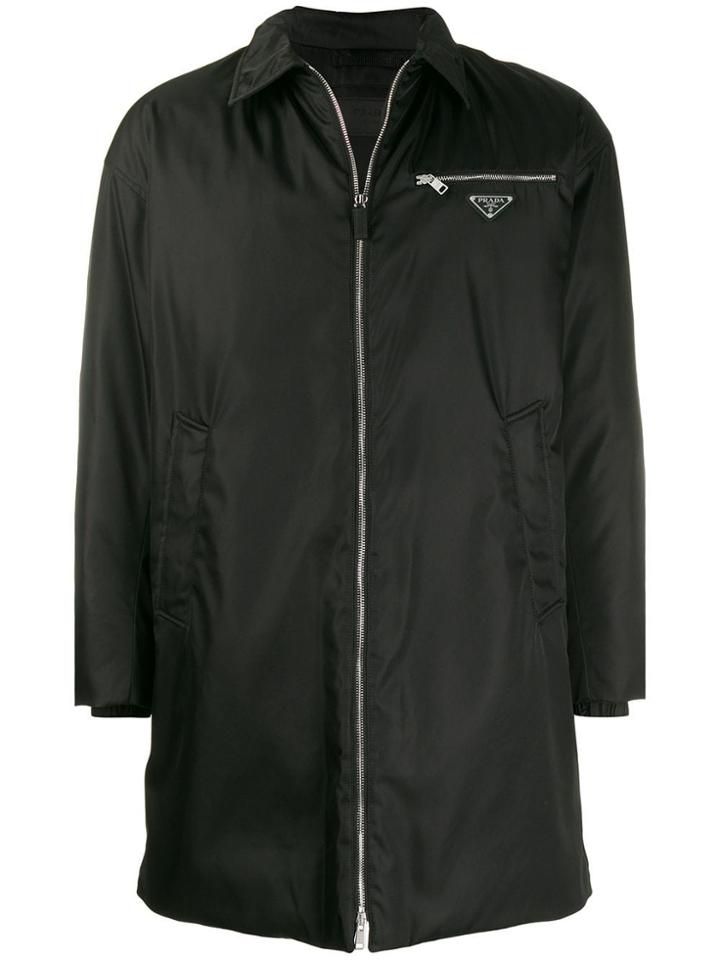 Prada Technical Zip-up Raincoat - Black