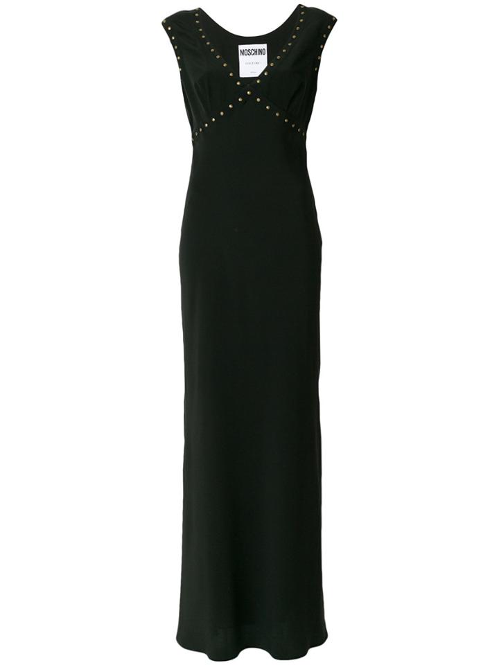 Moschino Empire Line Stud Detail Gown - Black